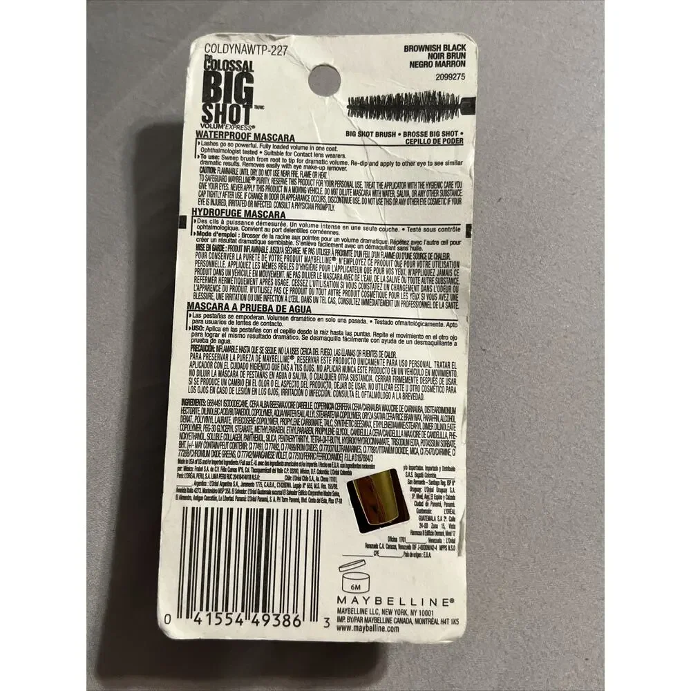 New Maybelline Colossal Big Shot Volume Express Mascara 227 BROWNISH BLACK